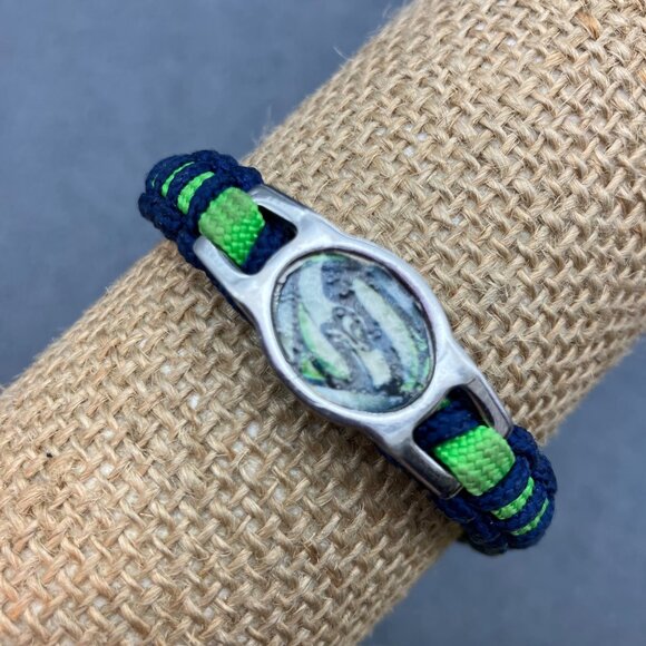 Vintage Other - Seattle Seahawks Paracord Bracelet 7 In Green Navy Blue Silver Superman Clip